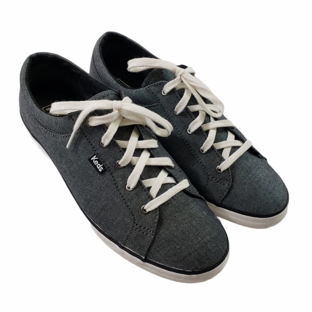 Keds Flats Maven Chambray Gray Blue Woven Fabric